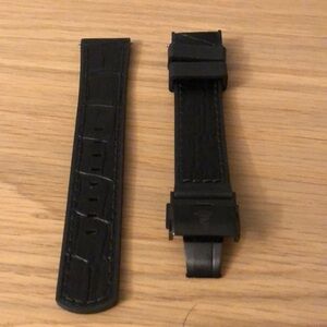 Bulova black leather strap with rubber interior